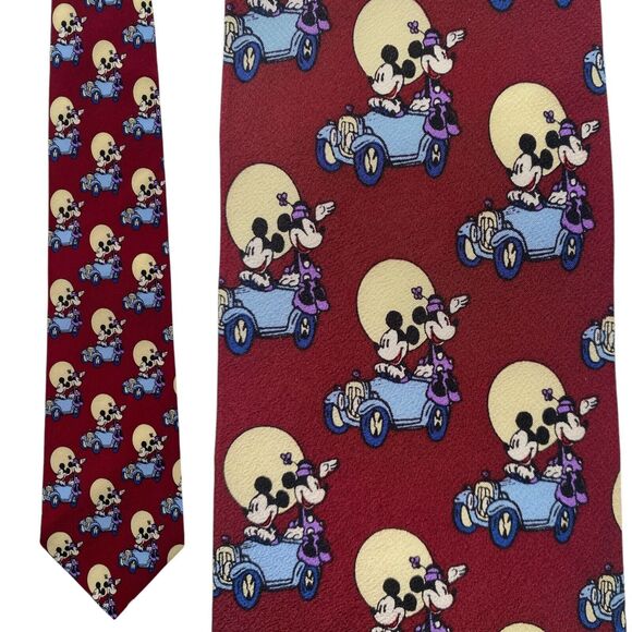 Rare Collectible Disney Mickey & Co. Balancine Inc Silk Neck Tie Burgundy 56" - Picture 1 of 2